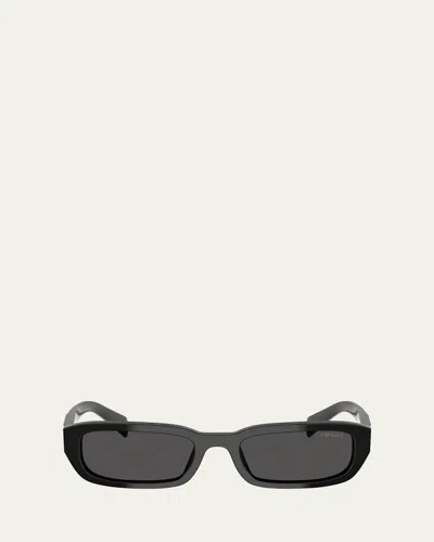 Prada Men's Pr B06s Geometric Rectangle Sunglasses In Dark Grey