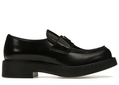 Pre-owned Prada Men's  35mm Loafer Brushed Leather Sneakers In Black/silver In Multi