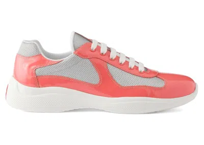 Pre-owned Prada Men's  America's Cup Sneakers In Coral/silver