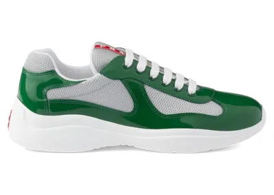 Pre-owned Prada Men's  America's Cup Sneakers In Green/silver In Multi