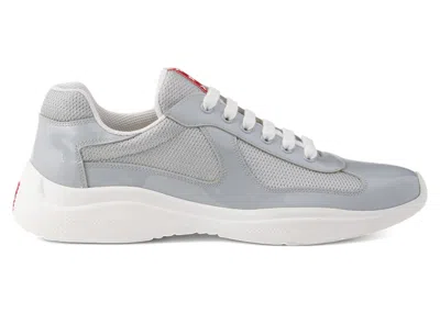 Pre-owned Prada Men's  America's Cup Sneakers In Pearl/silver