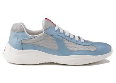 Pre-owned Prada Men's  America's Cup Sneakers In Silver/celeste