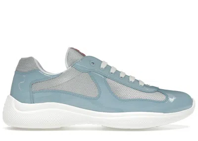 Pre-owned Prada Men's  America's Cup Sneakers In Silver/celeste In Multi