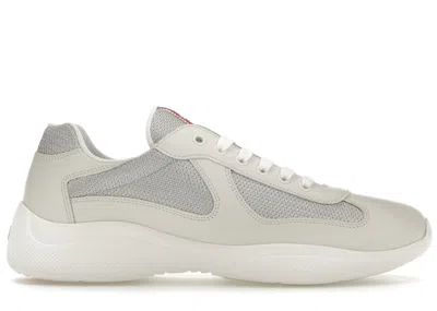 Pre-owned Prada Men's  America's Cup Sneakers In White/silver In Multi