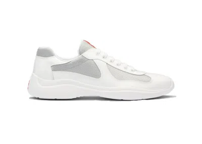Pre-owned Prada Men's  Americas Cup Sneakers In White/silver/red