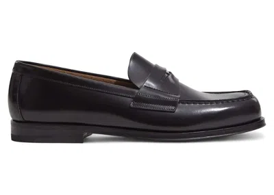 Pre-owned Prada Men's  Brushed Leather Loafers Sneakers In Black
