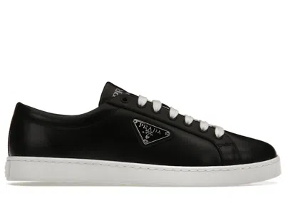 Pre-owned Prada Men's  Brushed Sneakers Leather In Black/white