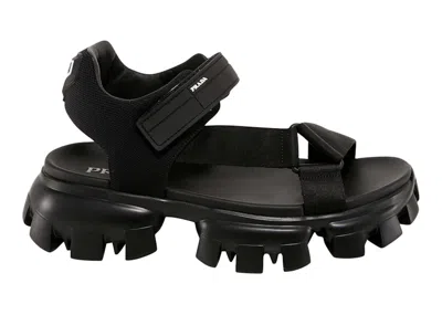 Pre-owned Prada Men's  Cloudbust Thunder Sandal Nylon Sneakers In Black