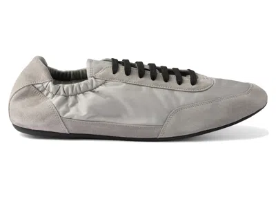 Pre-owned Prada Men's  Collapse Sneakers Renylon Suede Elasticized In Cloudy Gray