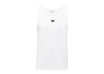 Pre-owned Prada Men's  Cotton Tank Top In White