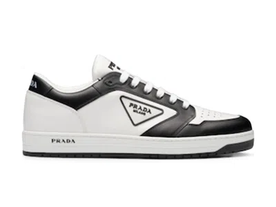 Pre-owned Prada Men's  District Leather Sneakers In White/black