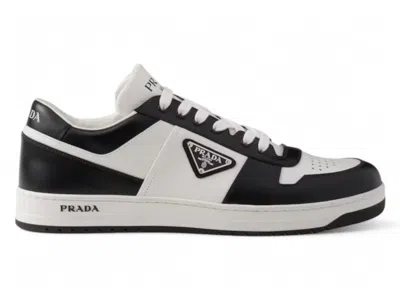 Pre-owned Prada Men's  Downtown Leather Sneakersin White/black