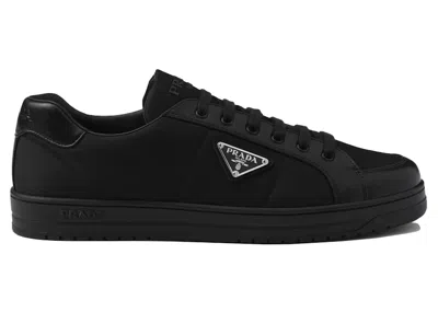 Pre-owned Prada Men's  Downtown Low Top Renylon Sneakers In Black