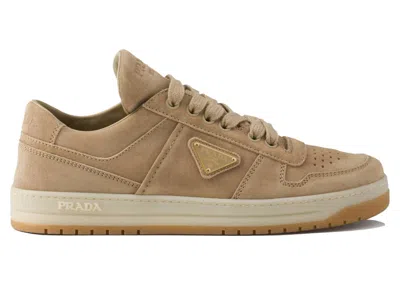 Pre-owned Prada Men's  Downtown Low Top Sneakers In Ecru In Sand