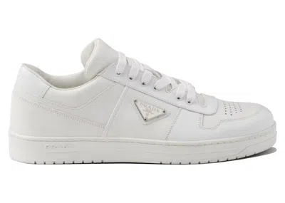 Pre-owned Prada Men's  Downtown Low Top Sneakers Leather In White