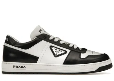 Pre-owned Prada Men's  Downtown Low Top Sneakers Leatherin White/black