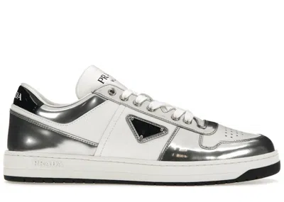 Pre-owned Prada Men's  Downtown Low Top Sneakers Leatherin White/silver
