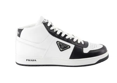 Pre-owned Prada Men's  Downtown Sneakers In White/black In Multi