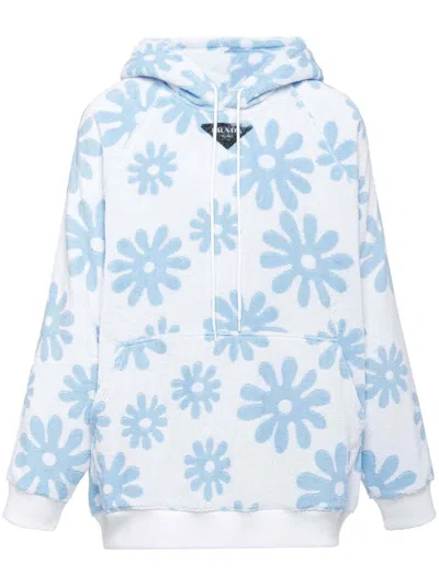 Pre-owned Prada Men's  Floral Print Hoodie In Blue