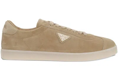 Pre-owned Prada Men's  Lane Suede Sneakers In Sand