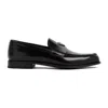 Prada Triangle-logo Leather Loafers In Black