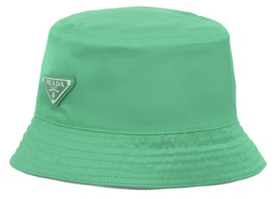 Pre-owned Prada Men's  Nylon Bucket Hat In Mint Green