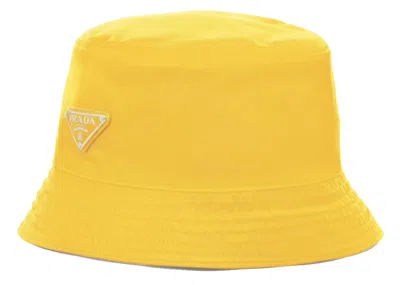 Pre-owned Prada Men's  Nylon Bucket Hat In Yellow