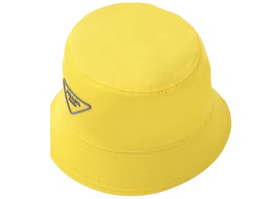 Pre-owned Prada Men's  Nylon Bucket Hat In Yellow/ardesia