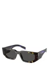 Prada Men's Triangle Logo Bicolor Rectangle Sunglasses In Brown
