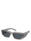 Prada Triangle-logo Rectangle-frame Sunglasses In Gray