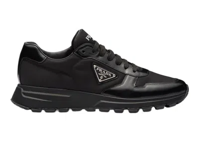 Pre-owned Prada Men's  Prax 01 Sneakers Renylon Brushed Leatherin Black