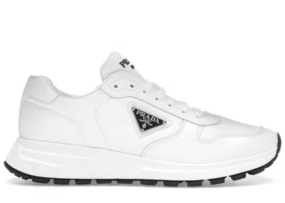 Pre-owned Prada Men's  Prax 01 Sneakers Renylon Brushed Leatherin White/black In Multi