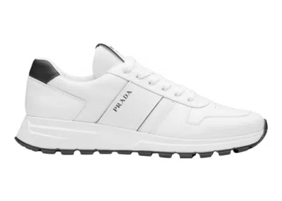 Pre-owned Prada Men's  Prax 1 Leather Low Sneakers In White/black In Multi