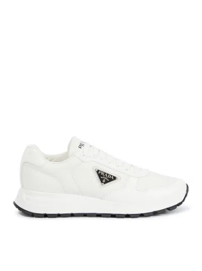 Prada Men  Prax 1 Sneakers In Re-nylon And Brushed Leather In White