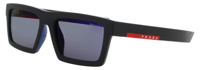 Prada Men's  Ps 02zsu Sunglasses Ps 02zsu 55-18-140 Acetate Frame With Case In 1bo05u - Matte Black / Blue Violet Mirror