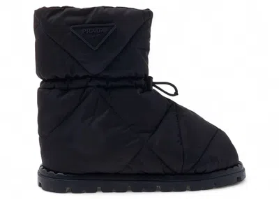 Pre-owned Prada Men's  Quilted Nylon Fabric Boots Sneakers In Black