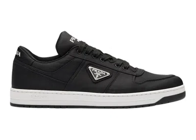 Pre-owned Prada Men's  Renylon Gabardine Low Top Sneakers In Black/white