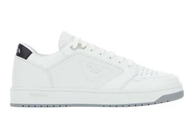 Pre-owned Prada Men's  Round Toe Sneakersin White/black In Multi