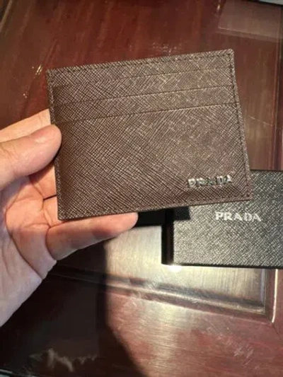 Pre-owned Prada Men's  Saffiano Bruciato (coffee) + Color Holder Wallet 2mc223 In Brown