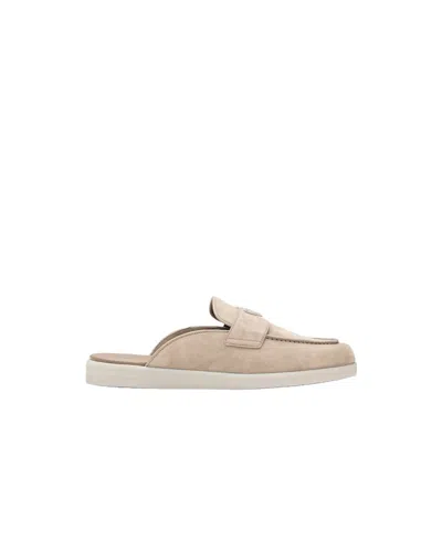 Pre-owned Prada Men's  Suede Sabots Slides Sneakers In Beige