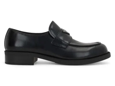 Pre-owned Prada Men's  Trianglelogo Slipon Loafers Sneakers In Black