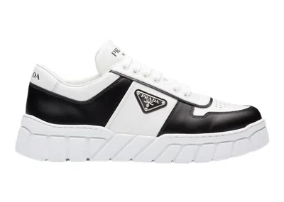 Pre-owned Prada Men's  Voluminous Sneakers Leatherin White/black In Multi