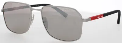 Prada Men's -style Ps A51s Sunglasses, Mirrored Lenses, 57-18-145, Metal/acetate, Case Included In 18x80i - Matte Champagne / Silver Mirror