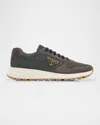 Prada Men's Prax 01 Delave Suede And Re-nylon Sneakers In Ematit Pio