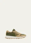 Prada Enamel-triangle Leather Sneakers In Tan Olive