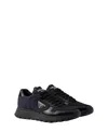 Prada Downtown Nappa Leather And Nylon Sneakers In Blue