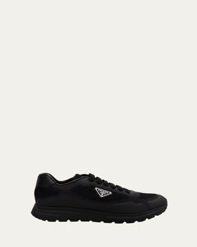 Prada Men's Prax Mesh Runner Sneakers In Black
