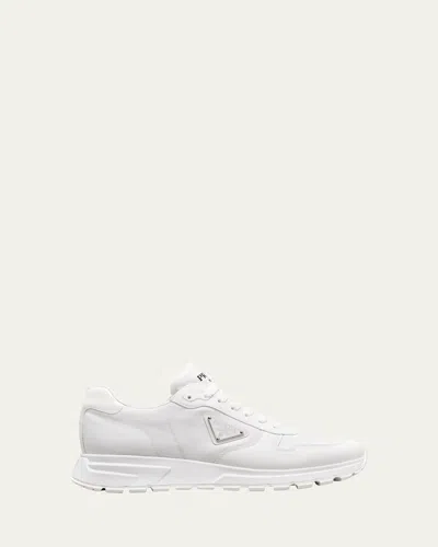 Prada Men's Prax Tonal Low-top Sneakers In Bianco