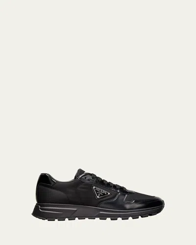 Prada Men's Prax Tonal Low-top Sneakers In Black