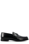 Prada Classic Round Toe Leather Loafers With Low Block Heel In Nero